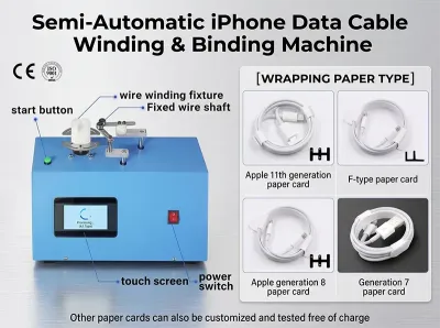 Félautomata iPhone adatkábel tekercselő és kötöző gép WPM-K287 - Tekercselő_és_Kötöző_Gép