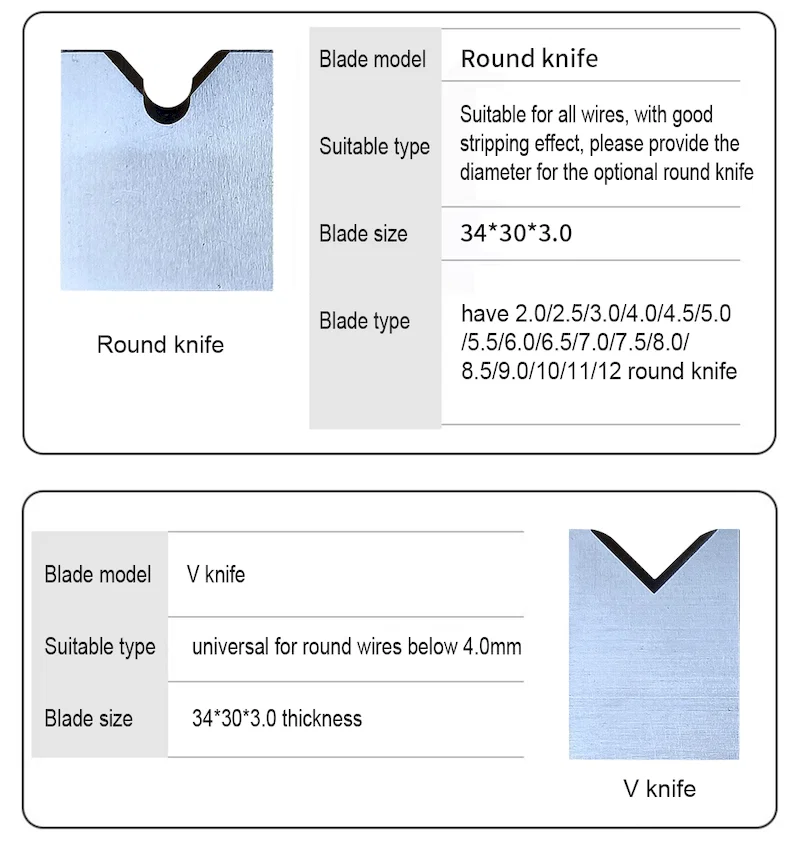  Pneumatic wire stripper blade, 305 horizontal skinning machine various tools, 315 flat knives, V knife round knife, U knife, 310 accessories 