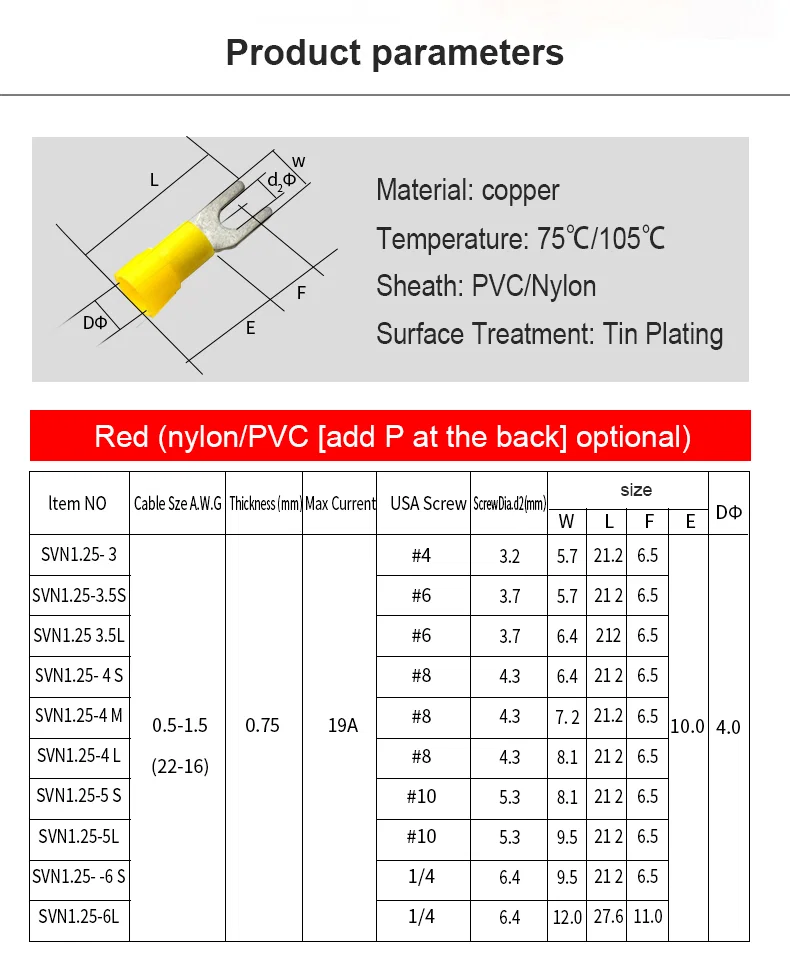 SVN Nylon insulated spade terminals, Continuous spade copper cord end terminal, bolt splice terminal, Spade Terminal, Svn Spade Terminal, Copper Terminal Bolt 